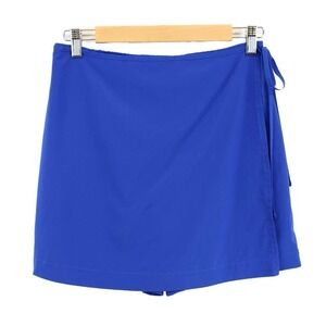 Girlfriend Collective Varsity Stretch Woven Wrap Skort Blue Size L